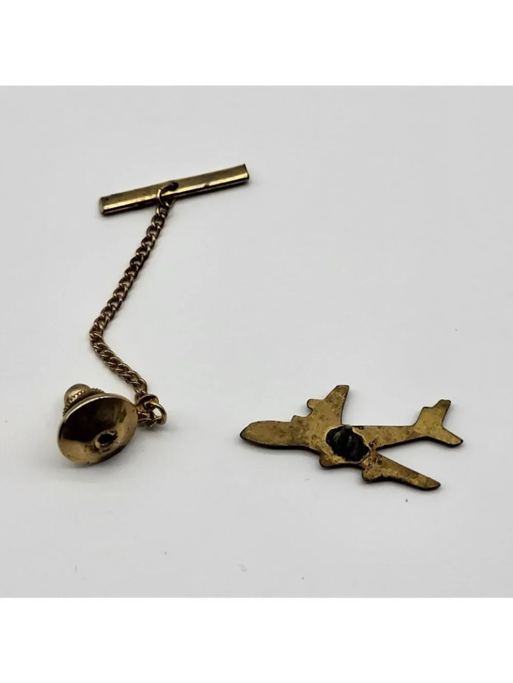 Vintage Boeing 747 Airplane Plane 3D Gold Tone Tie Tack Pin Pinback